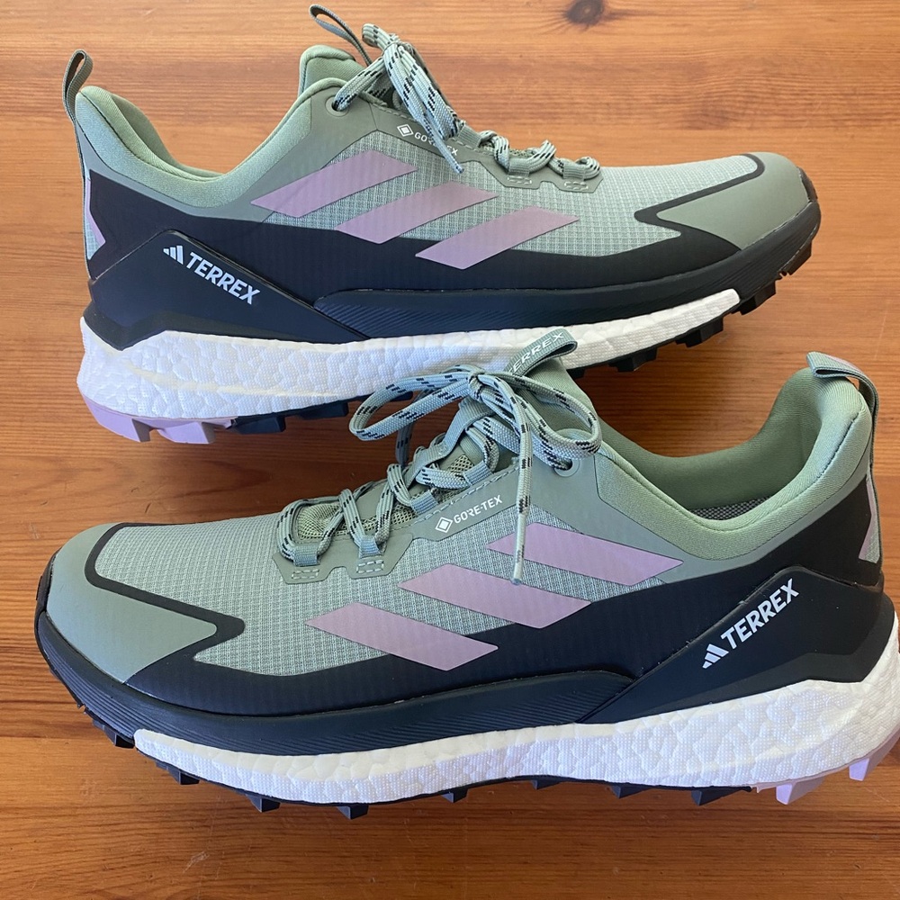 Adidas Terrex Free Hiker 2 Low Gore Tex Trail Hiking Shoes Green Purple M10/W11